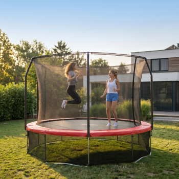 Батут каркасный 480см SCHOLLE Space BR16FT с защитной сеткой и лестницей 16фут красный/синий - велосипеды-в-екатеринбурге.рф